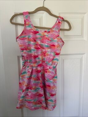 Girls M Bass Pro Shops Sleeveless Pink Multi-Color Watercolor Print Dress